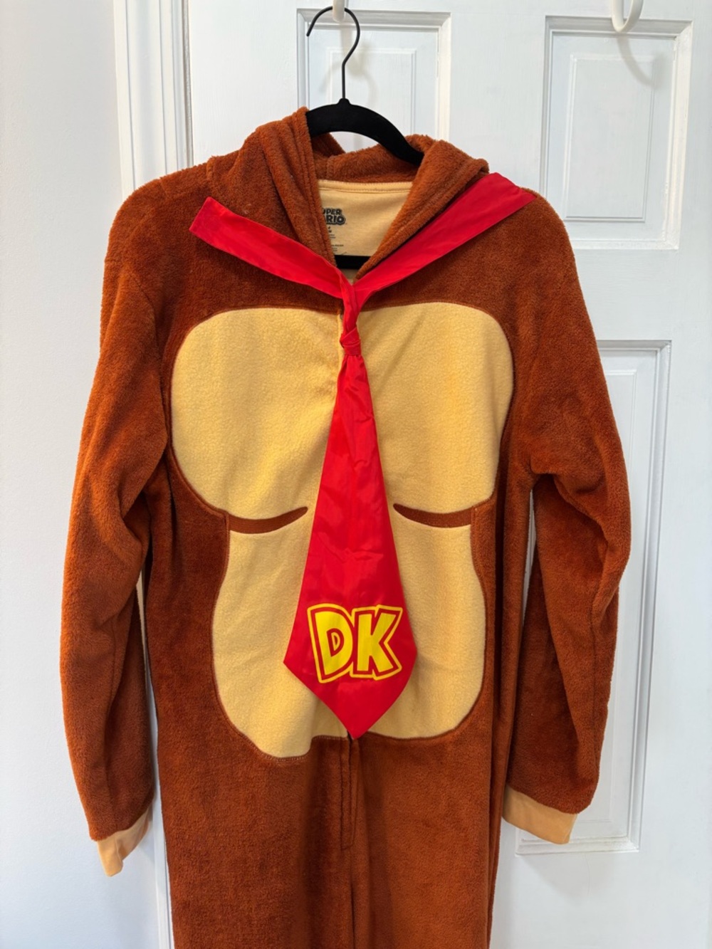 Nintendo Donkey Kong Brown and Cream Fleece Costume with Red Tie